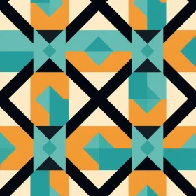 Teal Orange Black Geometric Pattern Grid Design