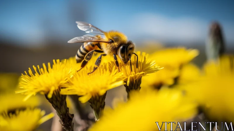AI ART Bee on Flower - Pollen Collection Scene