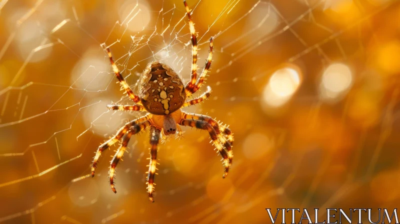 AI ART Brown Garden Spider in Macro Web Scene