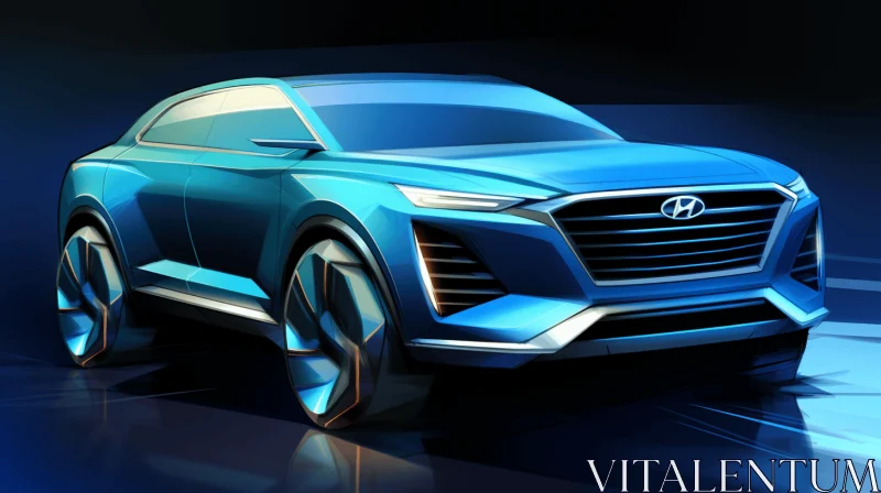 Captivating Futuristic SUV Drawing with Dynamic Lighting AI Image