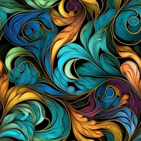 Colorful Floral Seamless Pattern on Black Background
