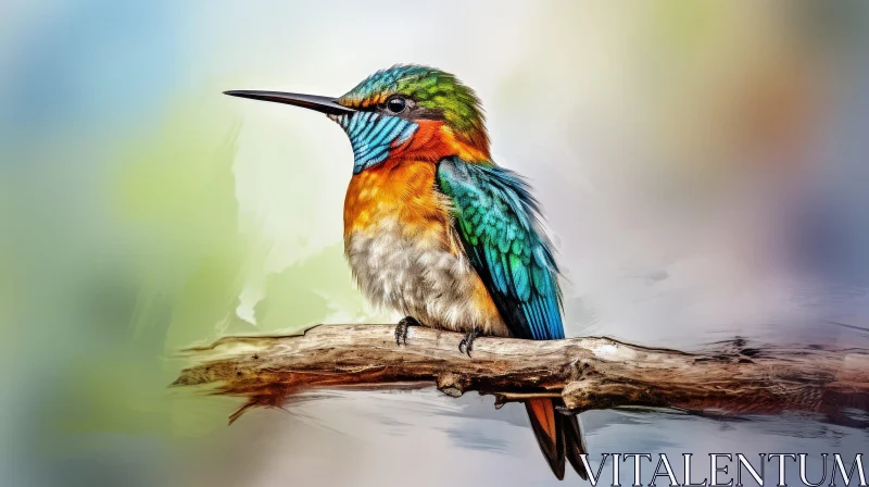 Exquisite Hummingbird Watercolor Painting AI Image