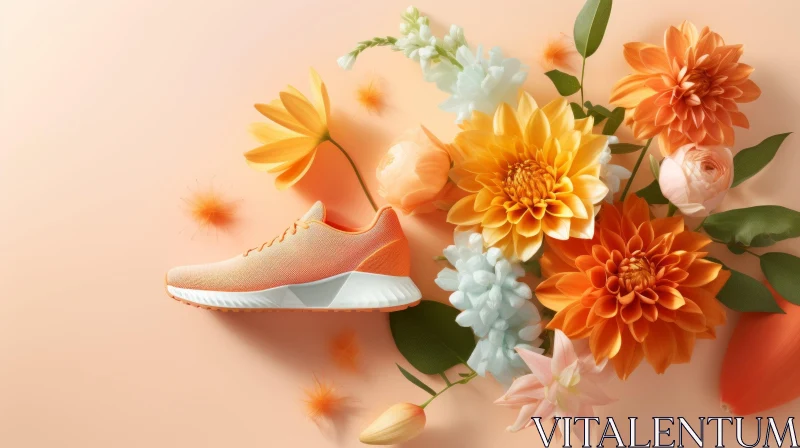 Orange Sneakers with Flowers - Fashion Image AI Image