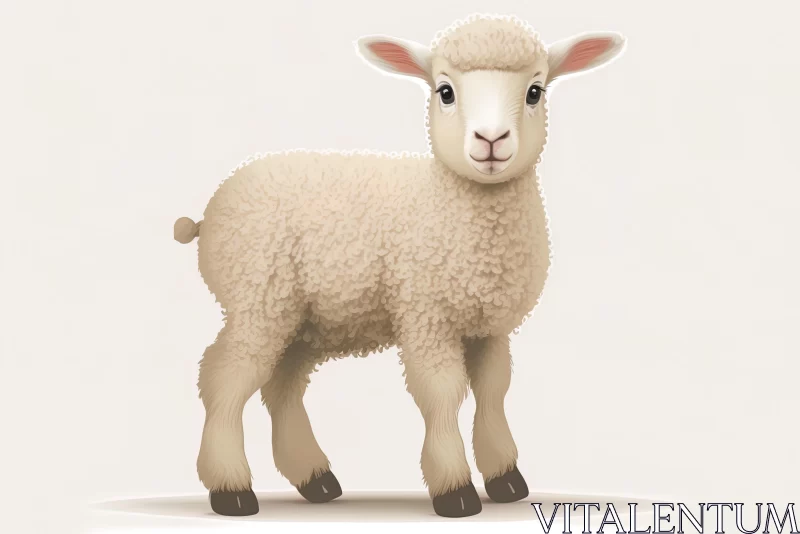 Whimsical Sheep Illustration - Detailed Rendering | Artistic Illustration AI Image