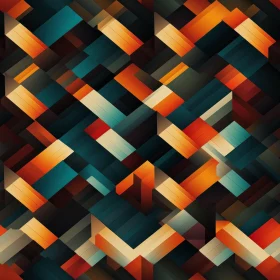 Blue, Orange & Brown Geometric Rectangles Pattern