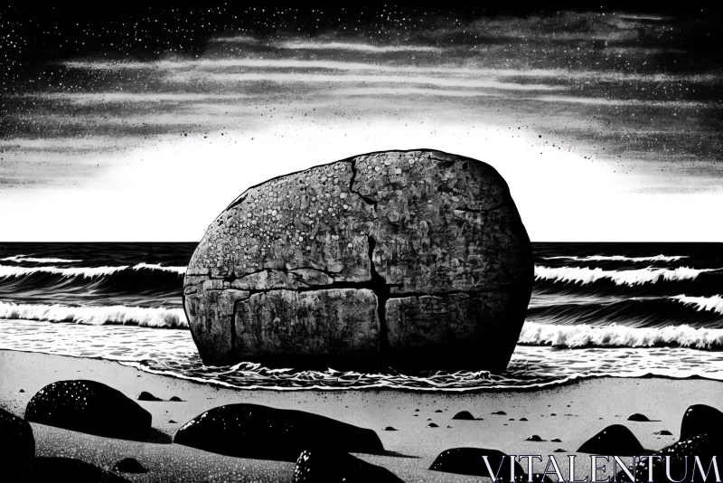 Captivating Black and White Ocean Art: Surrealistic Realism AI Image