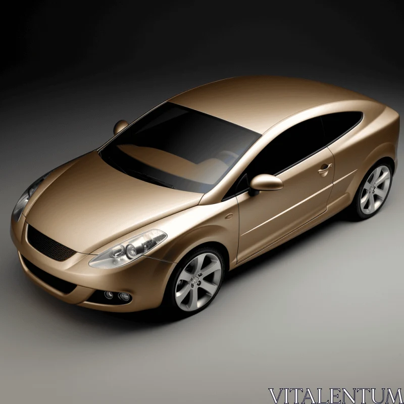 Golden Car 3D Model | Tonal Sharpness | Dark Beige and Silver AI Image