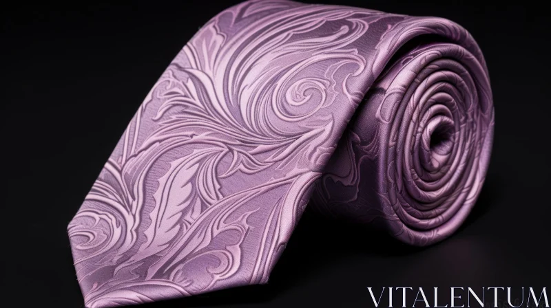Purple Silk Floral Pattern Tie - Elegant Formal Wear AI Image