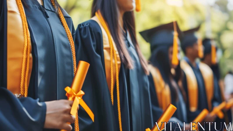 Celebrate Achievement: Joyful Graduates with Diplomas AI Image