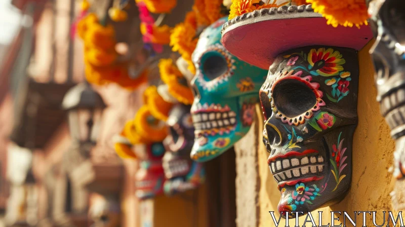 Colorful Mexican Sugar Skull: A Vibrant Artwork AI Image