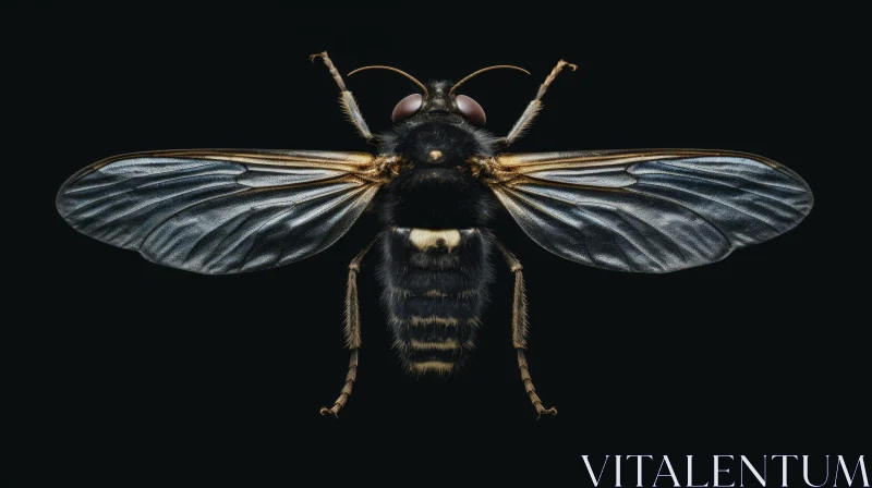 AI ART Detailed Close-Up of Black and Yellow Wasp-Like Insect