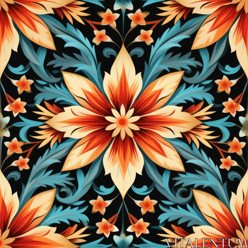 Floral Pattern Design for Fabric and Wallpaper AI Image