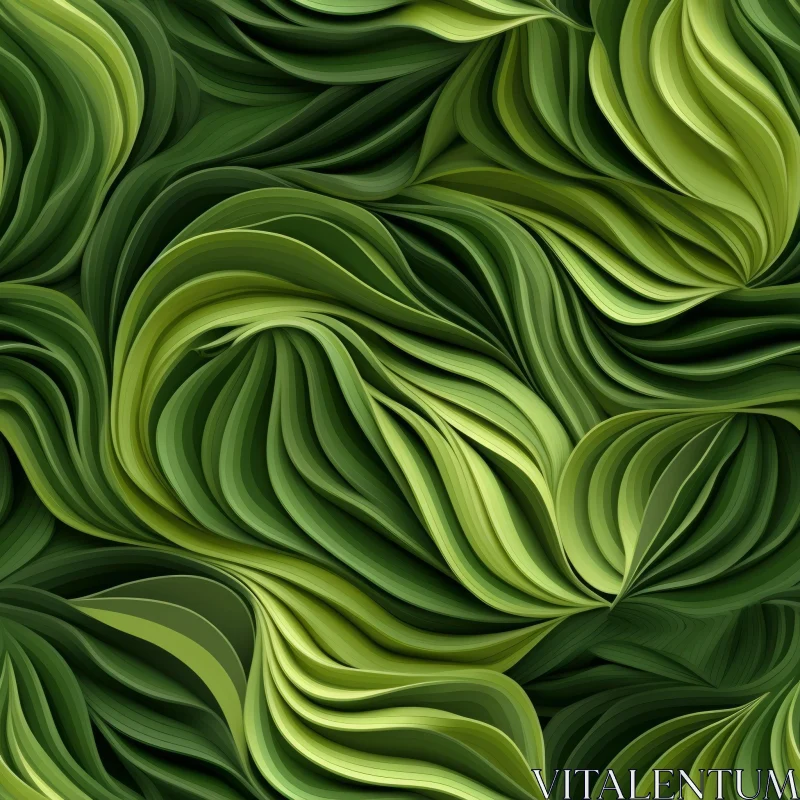 AI ART Green Leaves 3D Rendering - Organic Pattern Design