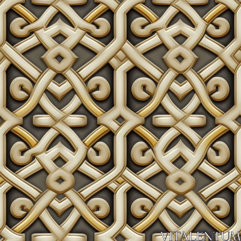 Intricate Geometric Gold Pattern on Dark Brown Background AI Image