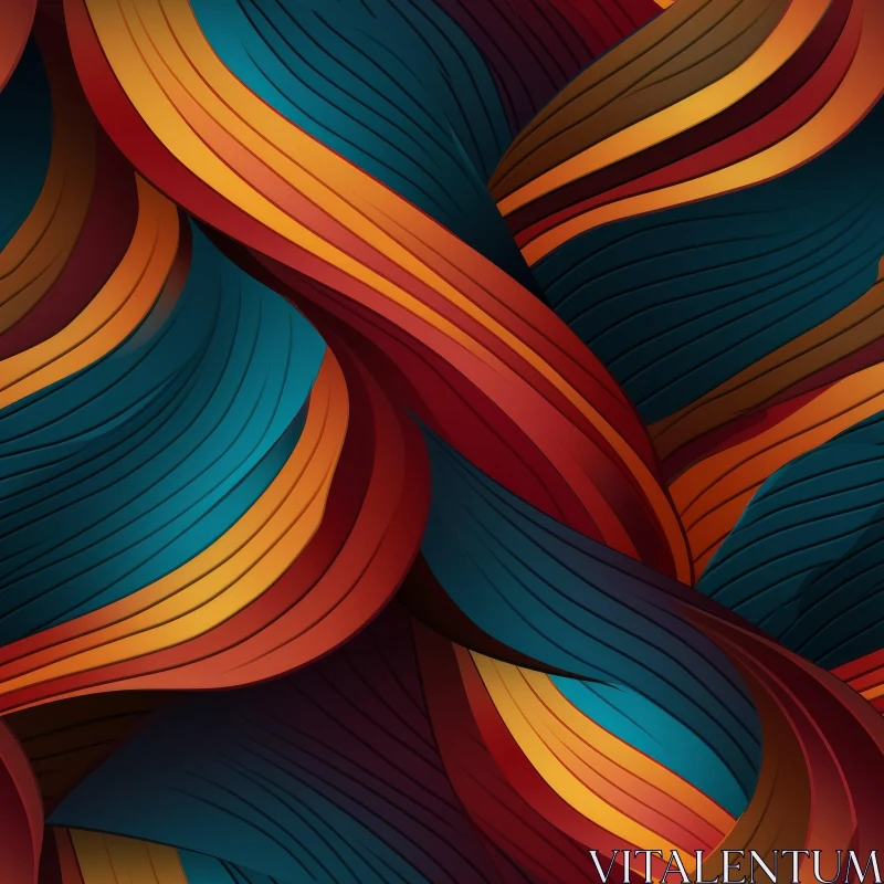 Multicolored Waves Stripes Pattern | Retro Memphis Design AI Image