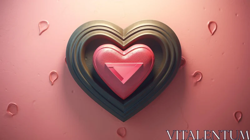 AI ART Pink Heart-Shaped 3D Rendering on Pink Background