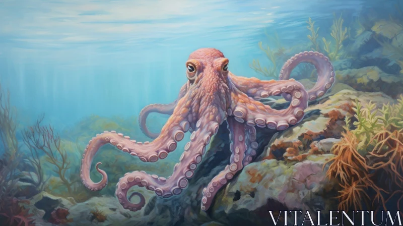 Realistic Octopus Painting in Ocean AI Image