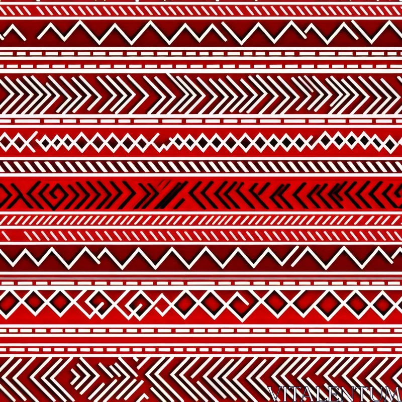 AI ART Red Geometric Shapes Seamless Pattern - Traditional Design