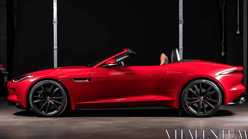 Red Jaguar F Roadster in Garage | Minimal Retouching AI Image
