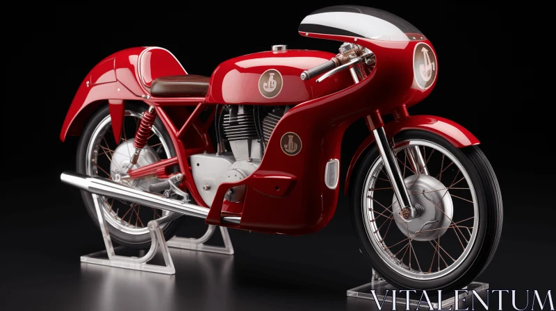 Red Motorcycle in a Room | Classic Elegance and Hyper-Detailed Renderings AI Image