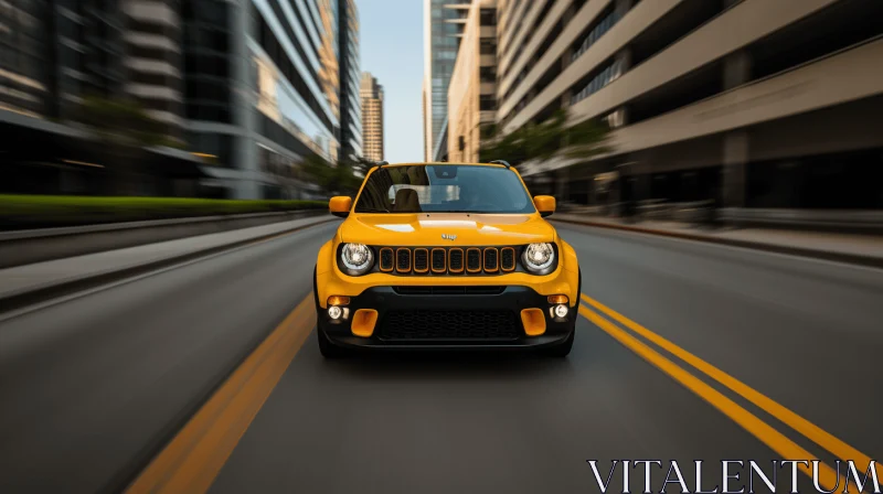 Yellow Jeep Renegade in a City Setting | Graphic Motion Blur AI Image