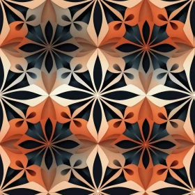 3D Flowers Seamless Pattern in Orange, Pink, and Dark Blue