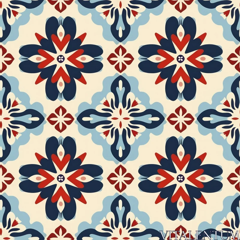 Colorful Floral Tiles Pattern | Portuguese Azulejos Inspired AI Image