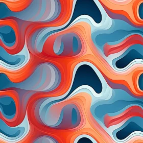 Dynamic Abstract Painting with Red, Orange, Blue, and Purple Colors