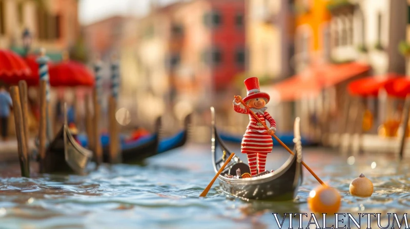 Enchanting Venice: A Miniature Gondola Ride Captured in Marvelous Detail AI Image