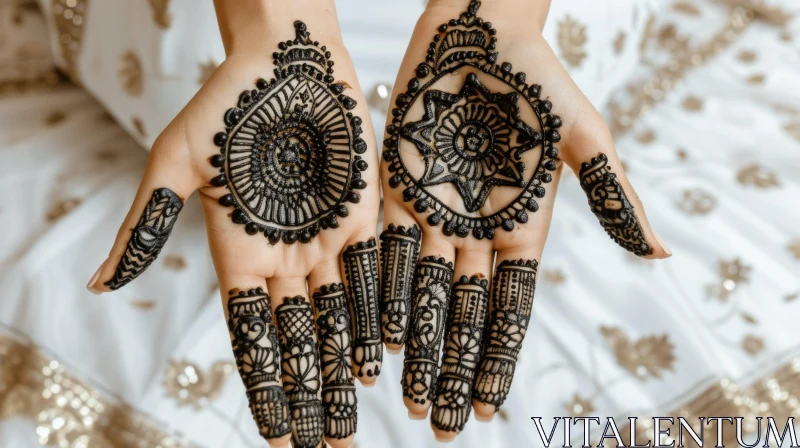Intricate Henna Tattoos on Hands - A Captivating Artwork AI Image