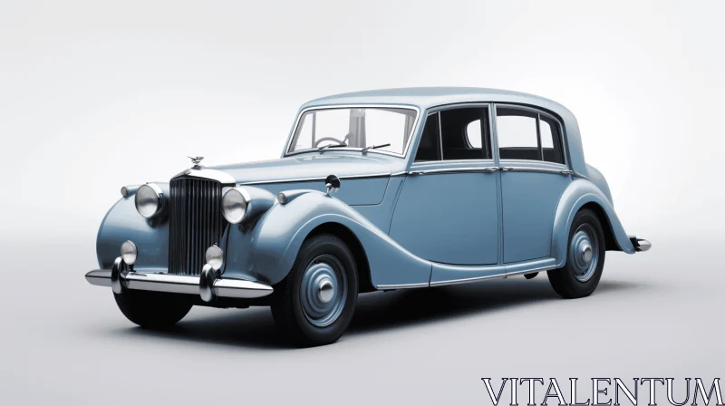 Vintage Blue Car on Grey Background - Opulent and Elegant AI Image