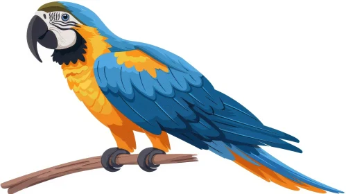 Beautiful Blue and Yellow Parrot on Branch