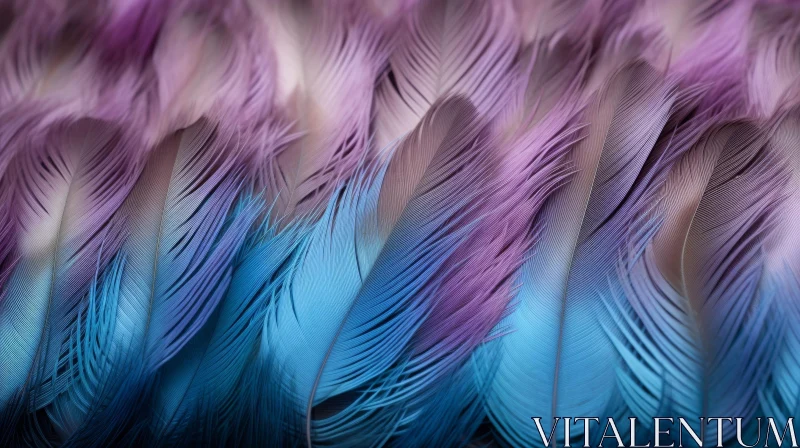 AI ART Blue and Purple Feathers - Close-Up Nature Photography