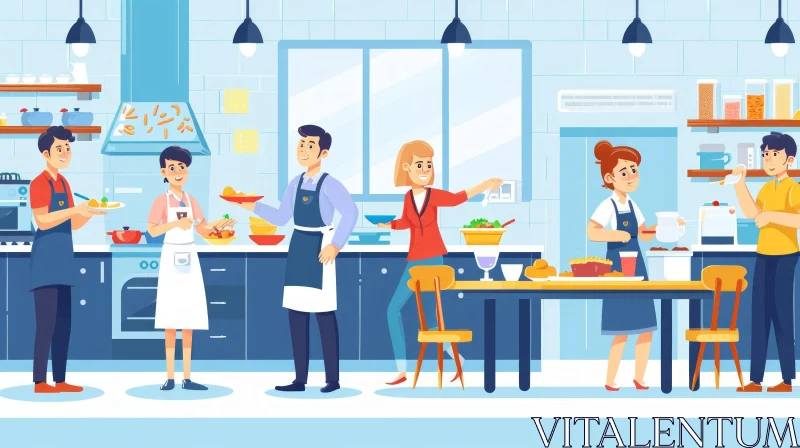 AI ART Captivating Kitchen Scene: Friends and Family Cooking Together