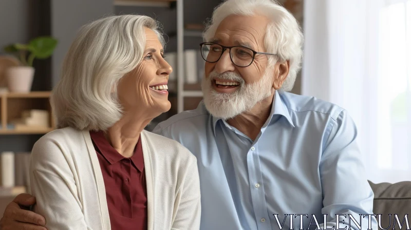 Capturing Love: Enchanting Portrait of an Elderly Couple AI Image