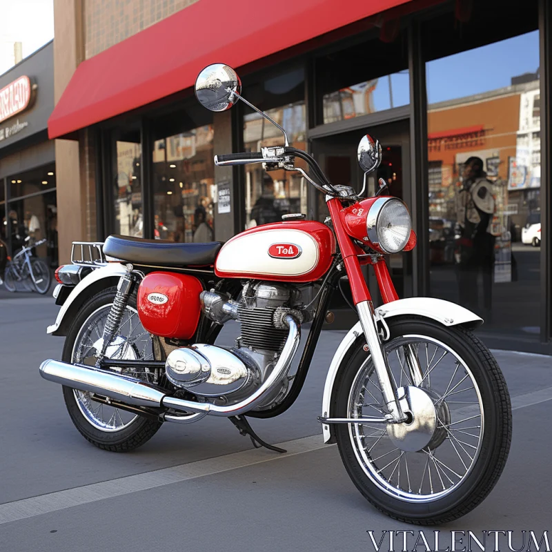 Classic Red and White Motorcycle - Timeless Grace and Nostalgia AI Image