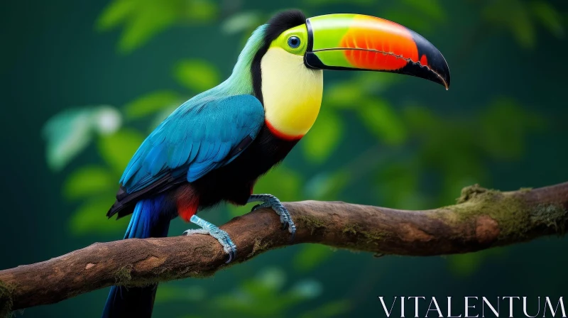 Colorful Toucan on Branch - Wildlife Photography AI Image