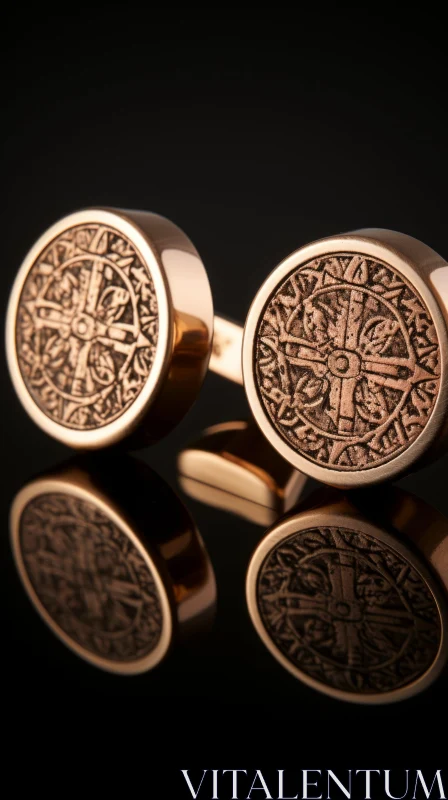 Elegant Gold Celtic Design Cufflinks Close-Up AI Image