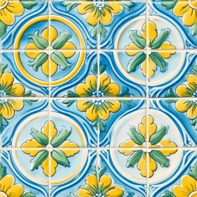 Floral Pattern Ceramic Tile - Symmetrical Design