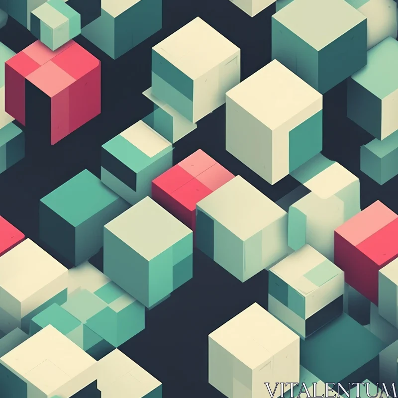 Isometric Cubes Pattern in Pastel Shades for Modern Design AI Image