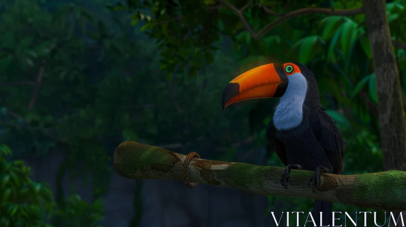 AI ART Majestic Toucan in Rainforest Habitat