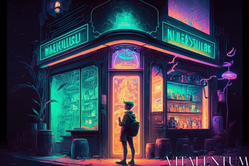 Neon Liquor Store Illustration | Hyper-Detailed Artwork AI Image