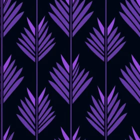 Purple Palm Leaves Seamless Pattern on Dark Blue Background