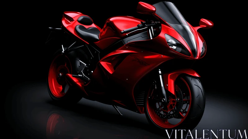 Red Motorcycle on Black Background - Eco-Friendly Craftsmanship AI Image