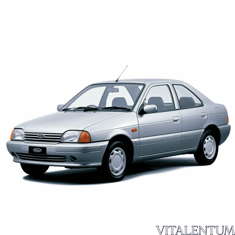 Silver Coloured Sedan in 1990s Style | Flattering Lighting | Smooth Surfaces AI Image