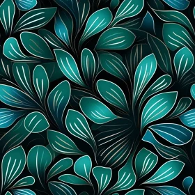Teal and Blue Leaves Seamless Pattern - Modern Design