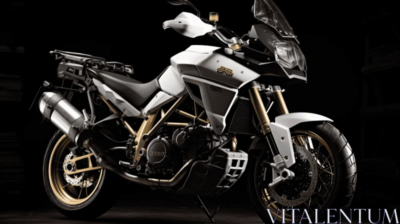 White and Gold Motorcycle: A Lush and Adventurous Ride AI Image