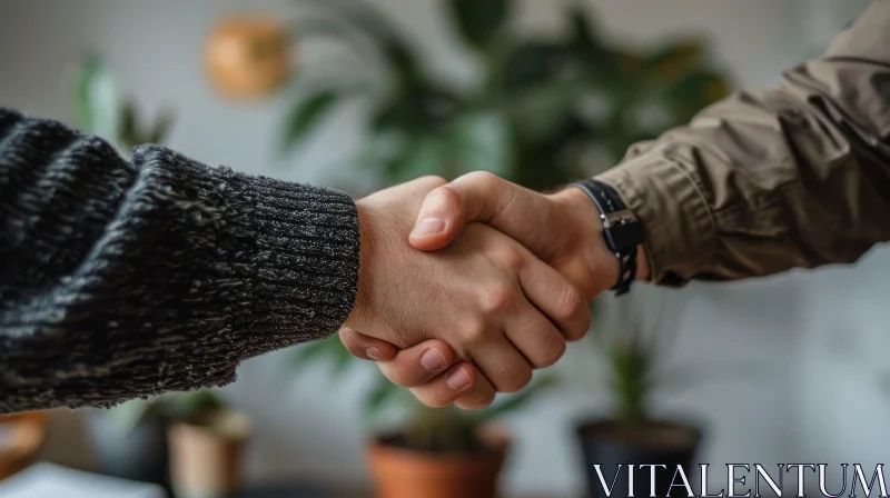 Business Handshake Between Two Men in Casual Attire AI Image