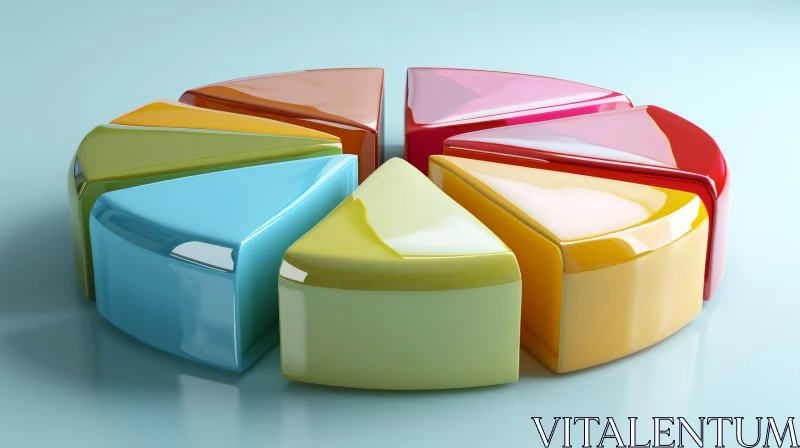Colorful 3D Pie Chart Rendering | Vibrant Data Visualization AI Image