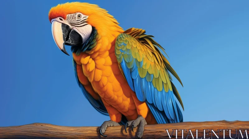 AI ART Colorful Parrot on Branch - Nature Wildlife Scene